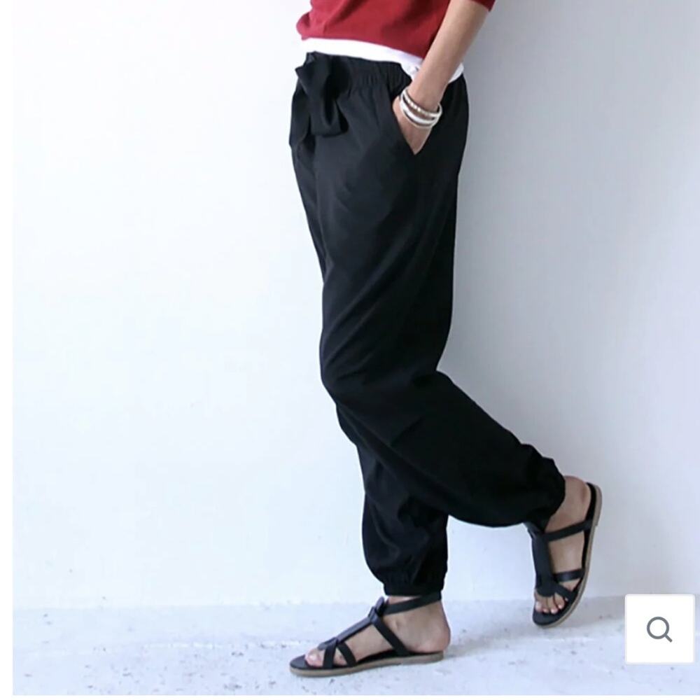 PASKHO SERENE - ULTRA COMFORTABLE PANTS IN BLACK NERO Travel Jogger Size Medium